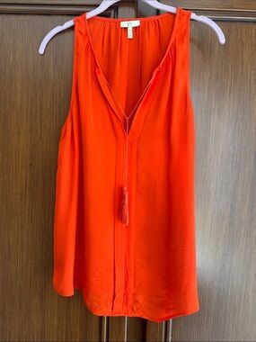 Joie Bright Orange Sleeveless Tassel V-Neck Camisole